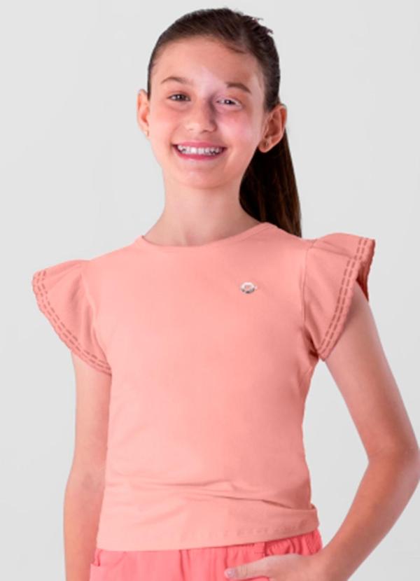 Brandili - Blusa Infantil Menina em Cotton Rosa