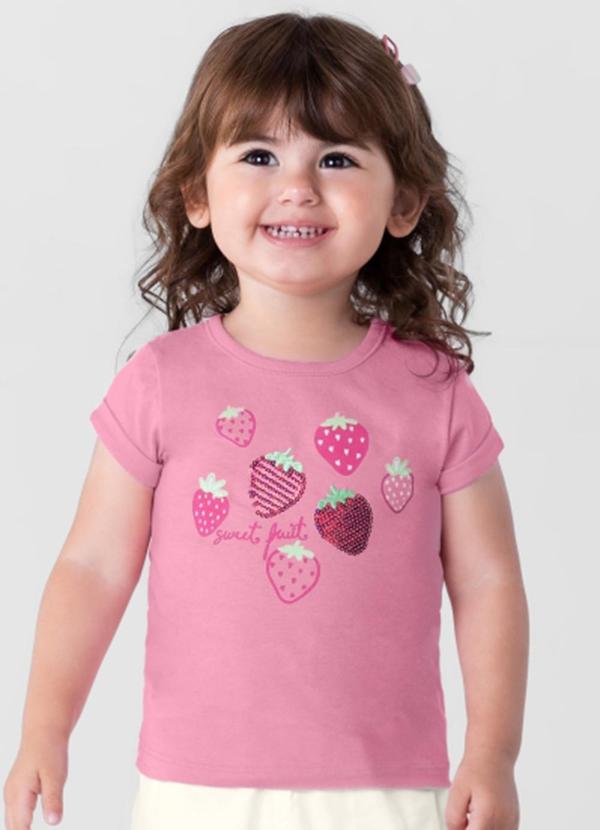 Brandili - Blusa Infantil Menina em Malha Rosa