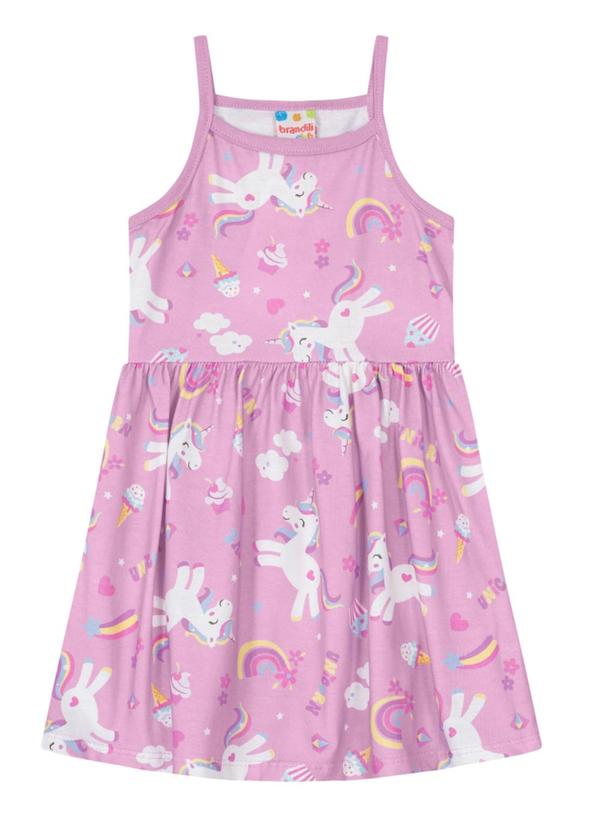 Brandili - Vestido Estampado Infantil Menina com Alças Rosa 1