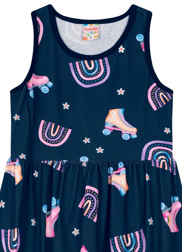 Brandili - Vestido Estampado Infantil Menina em Malha Azul 2