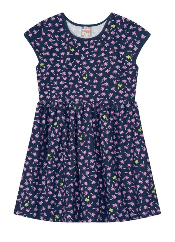 Brandili - Vestido Estampado Infantil Menina em Malha Azul 1