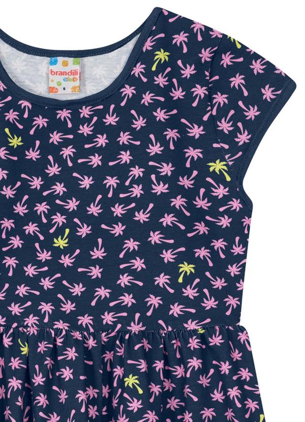 Brandili - Vestido Estampado Infantil Menina em Malha Azul 2