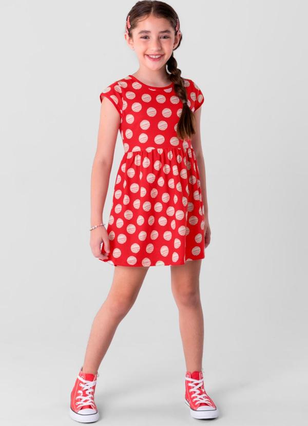 Brandili - Vestido Estampado Infantil Menina Vermelho