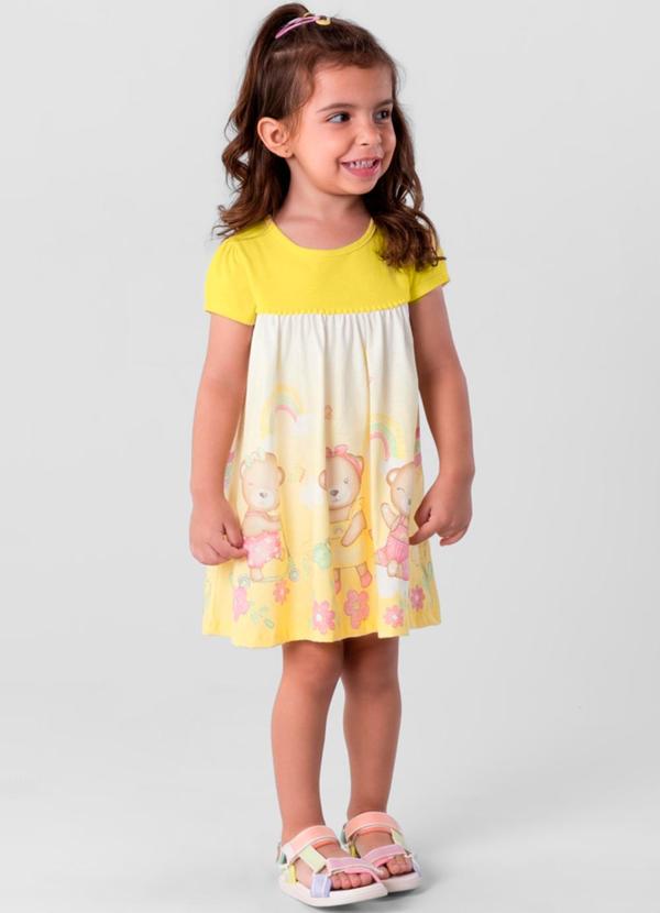 Brandili - Vestido Infantil Menina em Malha Amarelo