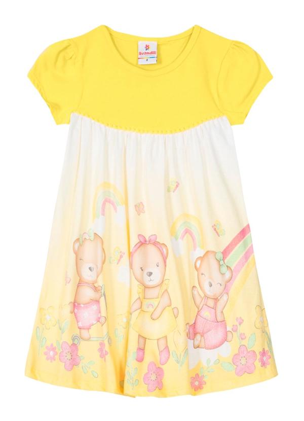 Brandili - Vestido Infantil Menina em Malha  Amarelo 2