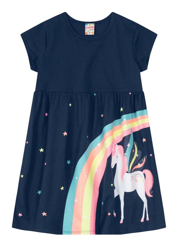 Brandili - Vestido Infantil Menina em Malha  Azul 2
