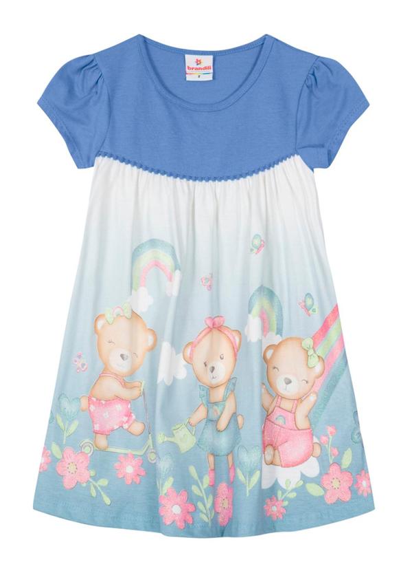 Brandili - Vestido Infantil Menina em Malha  Azul