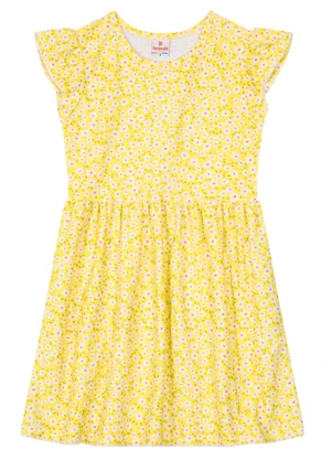 Brandili - Vestido Infantil Menina Estampado  Amarelo - BRANDILI
