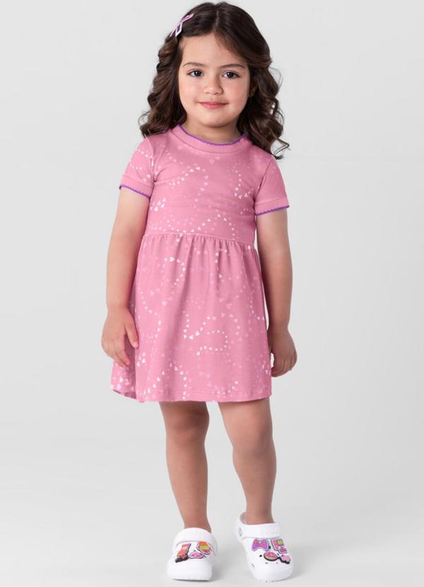 Brandili - Vestido Infantil Menina Estampado Rosa