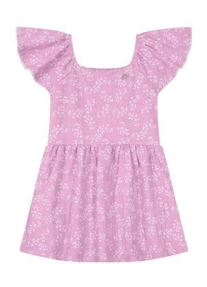 Brandili - Vestido Infantil Menina Estampado Rosa - BRANDILI