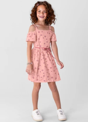 Brandili - Vestido Infantil Menina  Rosa - BRANDILI