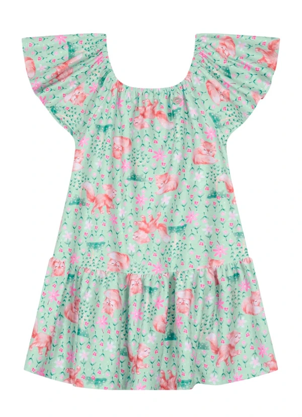 Brandili - Vestido Infantil Menina  Verde