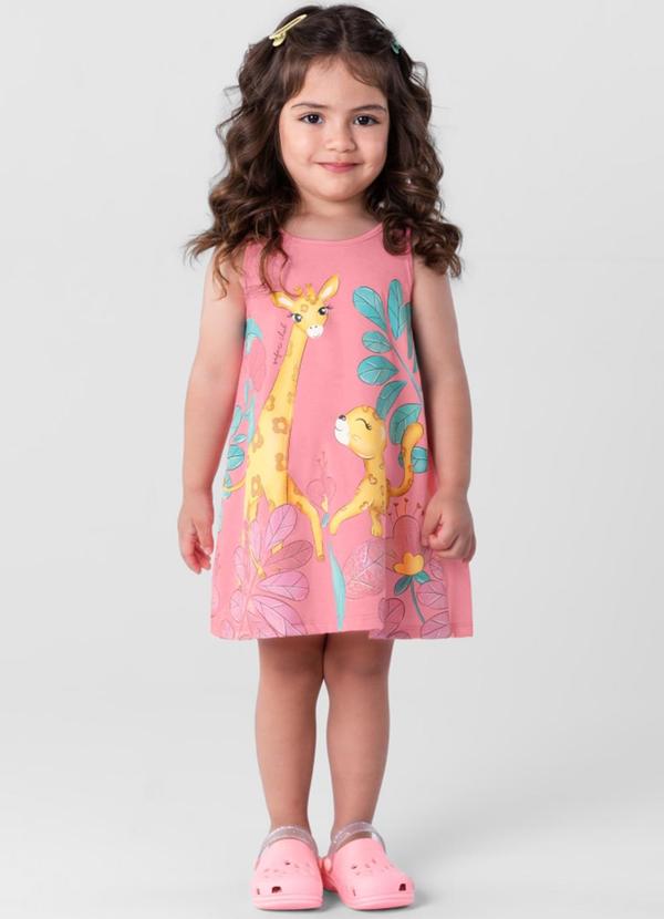 Brandili - Vestido Regata Infantil Menina em Malha Rosa