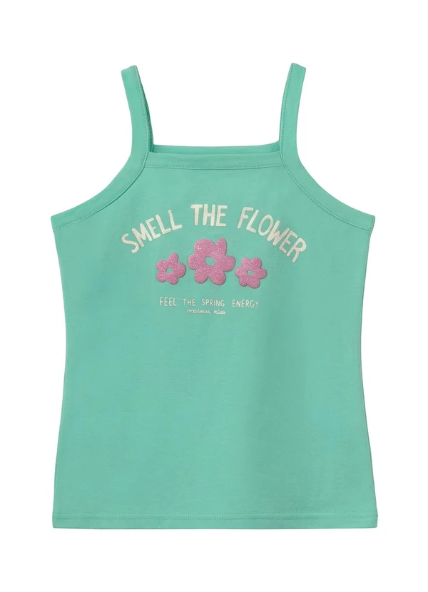 Malwee Kids - Blusa Básica Smell The Flower Verde Água