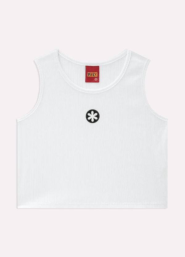 Kyly - Blusa Boxy Infantil Menina em Ribana Branco