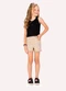 Kyly - Blusa Boxy Infantil Menina em Ribana Branco - variação: Preto