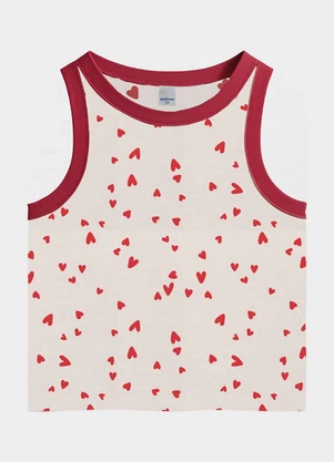 Malwee Kids - Blusa Cropped Corações Canelada Vermelho - MALWEE KIDS