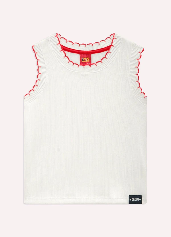 Kyly - Blusa Cropped Infantil em Ribana Off White 3