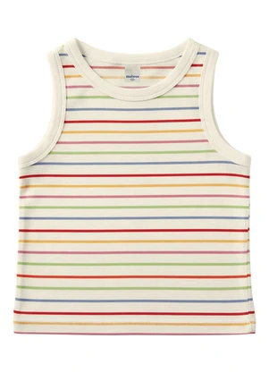 Malwee Kids - Blusa Cropped Listrada Canelada Off White - MALWEE KIDS