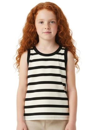 Malwee Kids - Blusa Cropped Listrada Canelada Preto - MALWEE KIDS