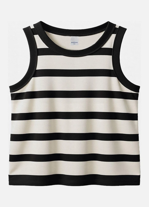 Malwee Kids - Blusa Cropped Listrada Canelada Preto 3