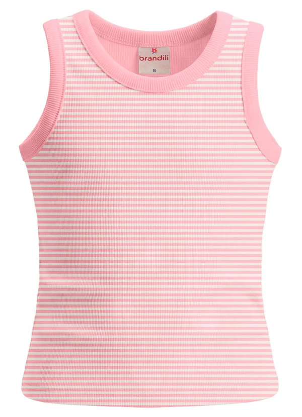 Brandili - Blusa em Ribana Estampada Rosa
