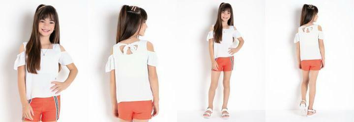 Blusa Infantil Branca com Amarrao nas Costas