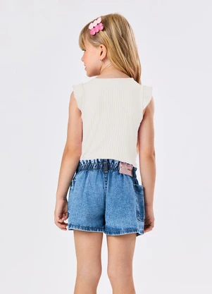 Rovitex - Blusa Infantil Feminina Tecido Plissado Bege - ROVITEX