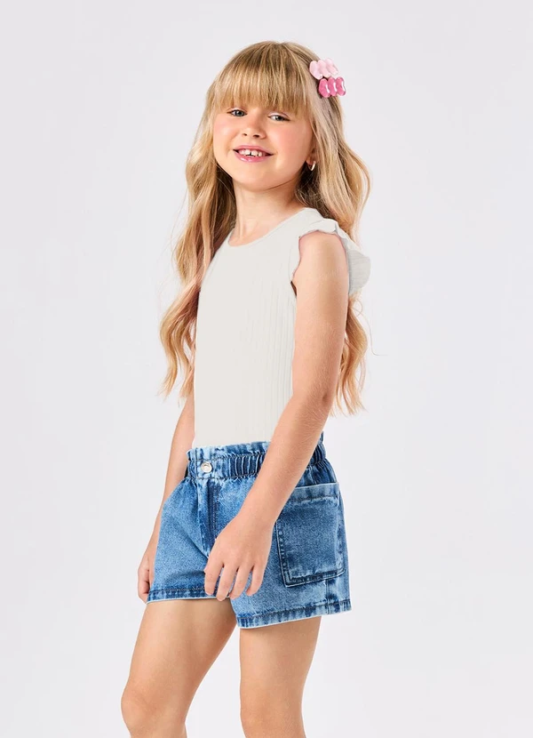 Rovitex - Blusa Infantil Feminina Tecido Plissado Bege