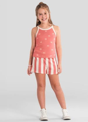 Brandili - Blusa Infantil Menina Regata Listrada Rosa - BRANDILI
