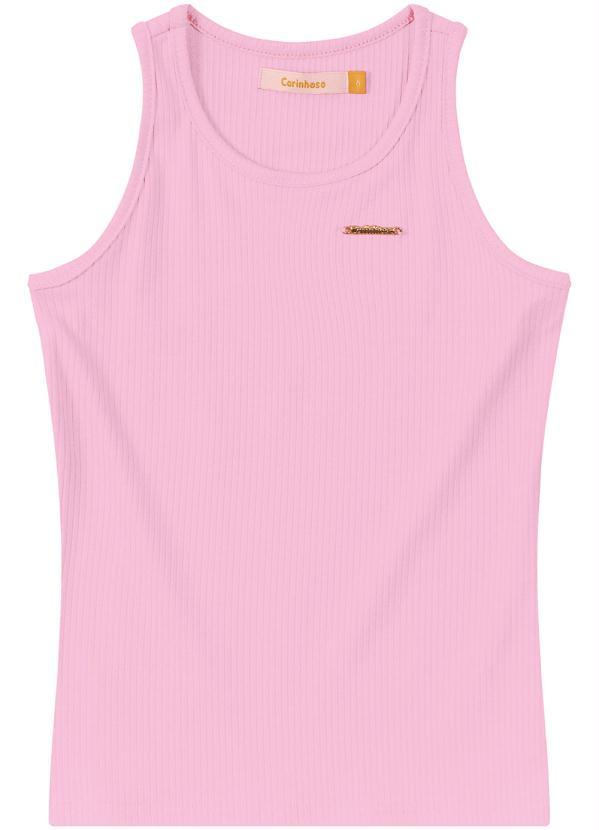 Carinhoso - Blusa Malha Canelada Menina Rosa Claro
