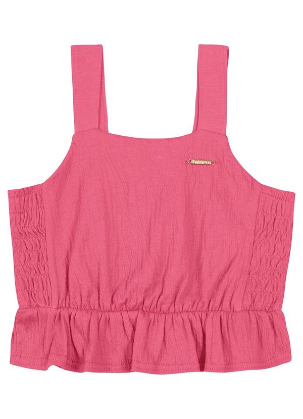 Carinhoso - Blusa Peplum em Malha Texturizada Rosa