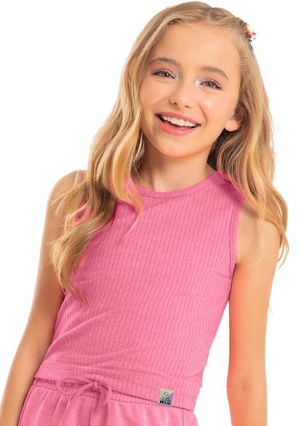 Gloss - Blusa Regata Básica Infantil Rosa