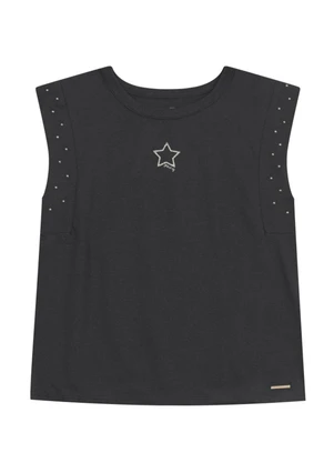Brandili - Blusa Teen Menina com Strass Cinza - BRANDILI