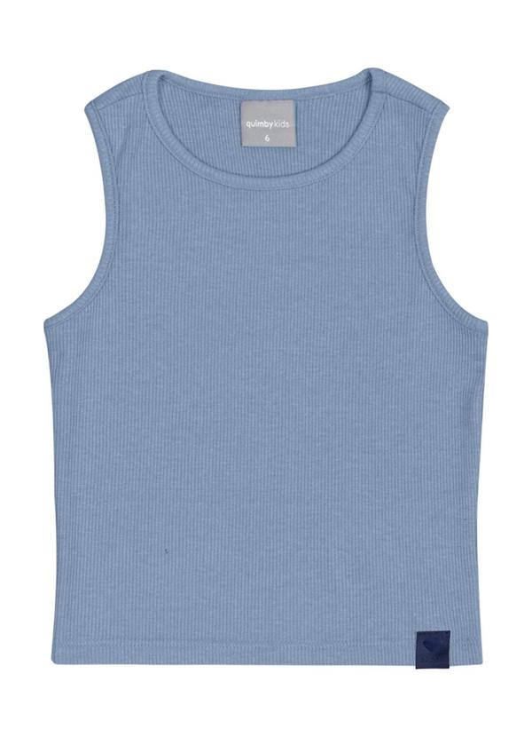 Quimby - Cropped Básico Infantil em Ribana Azul
