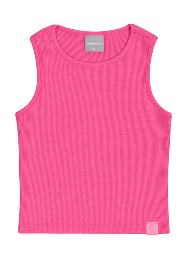 Quimby - Cropped Básico Infantil em Ribana Rosa