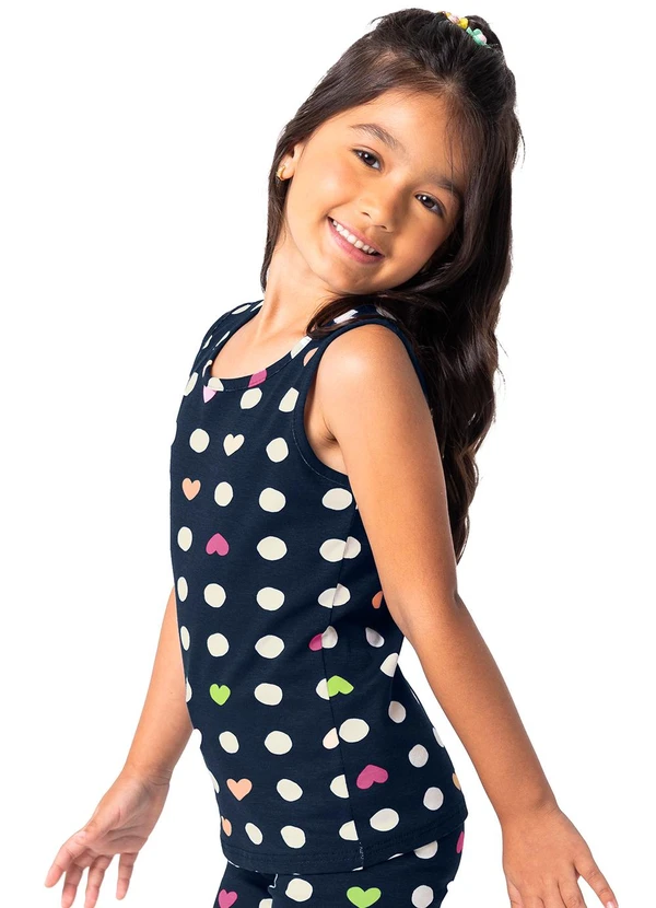 Malwee Kids - Regata Azul Marinho Corações em Cotton Menina