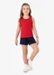 Rovi Kids - Regata Básica Infantil Menina Preto - variação: Vermelho