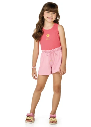 Marlan - Regata Canelada Infantil Menina com Bordado Rosa - MARLAN