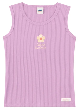Marlan - Regata Canelada Infantil Menina com Bordado Roxo - MARLAN