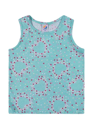 Outlet - Regata com Estampa Menina Azul - OUTLET