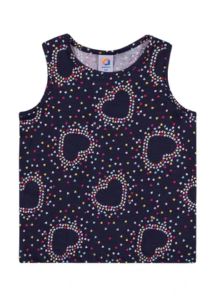 Outlet - Regata com Estampa Menina Azul - OUTLET