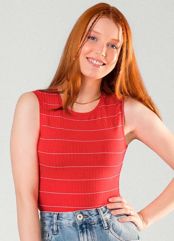 Cativa - Regata Cropped Feminina Teen Canelada Vermelho 1