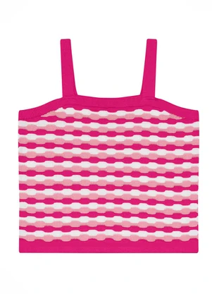 Kyly - Regata Cropped Infantil Menina em Tricô  Rosa - KYLY