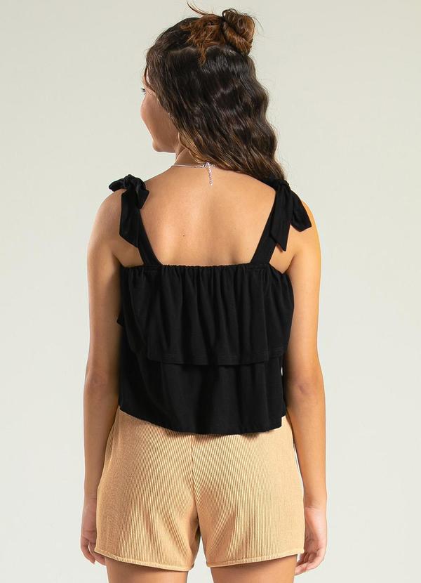 Cativa Teen - Regata Decote Quadrado em Viscose Preto 1