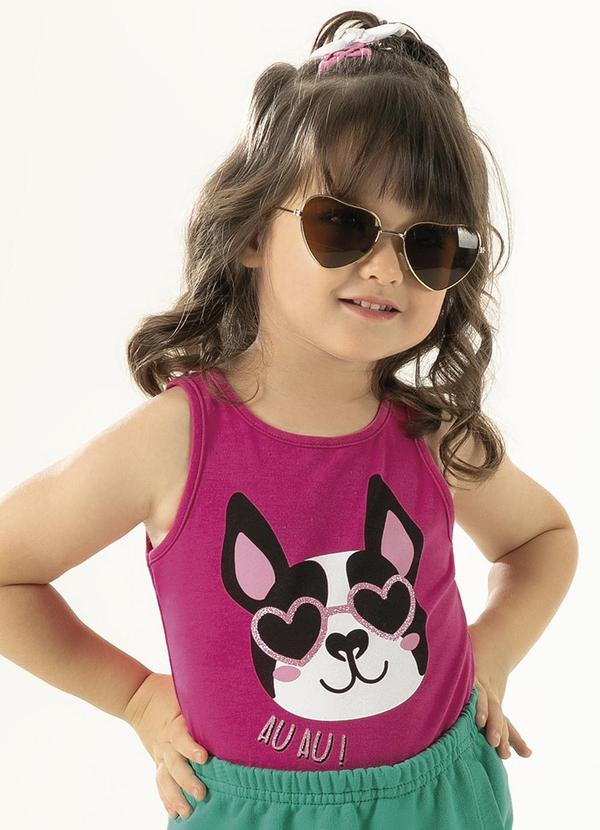 Cativa Kids - Regata em Cotton Estampada Rosa