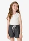 Rovi Kids - Regata Feminina Infantil Ribana Preto - variação: Bege