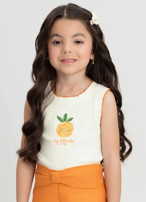 Regata Infantil com Estampa Bordada Up Baby Branco - UP BABY