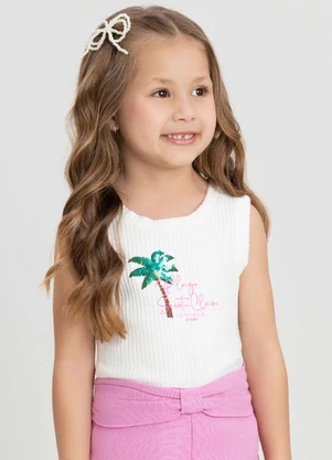 Regata Infantil com Estampa Bordada Up Baby Branco - UP BABY