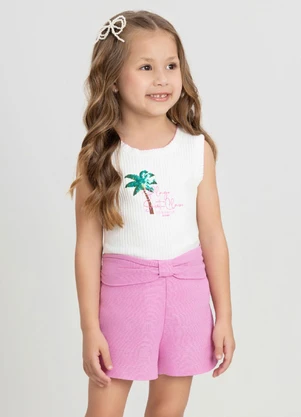 Regata Infantil com Estampa Bordada Up Baby Branco - UP BABY